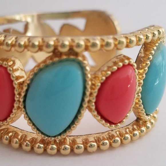 Lilly Pulitzer Turquoise Coral Cuff Bracelet - Picture 7 of 8